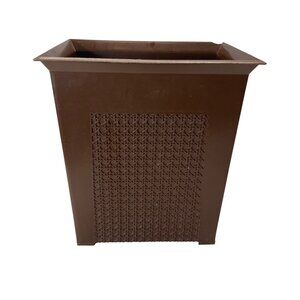 Vintage Mid Century Modern Faux Wood Panel Trash Can 1970s Retro